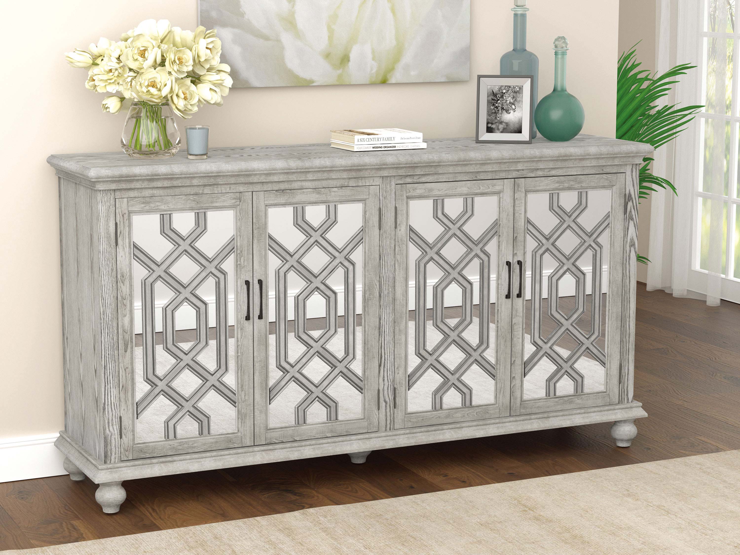 Melanie 4-door Accent Cabinet Antique White