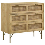 Zamora 3-drawer Accent Cabinet Natural and Antique Brass