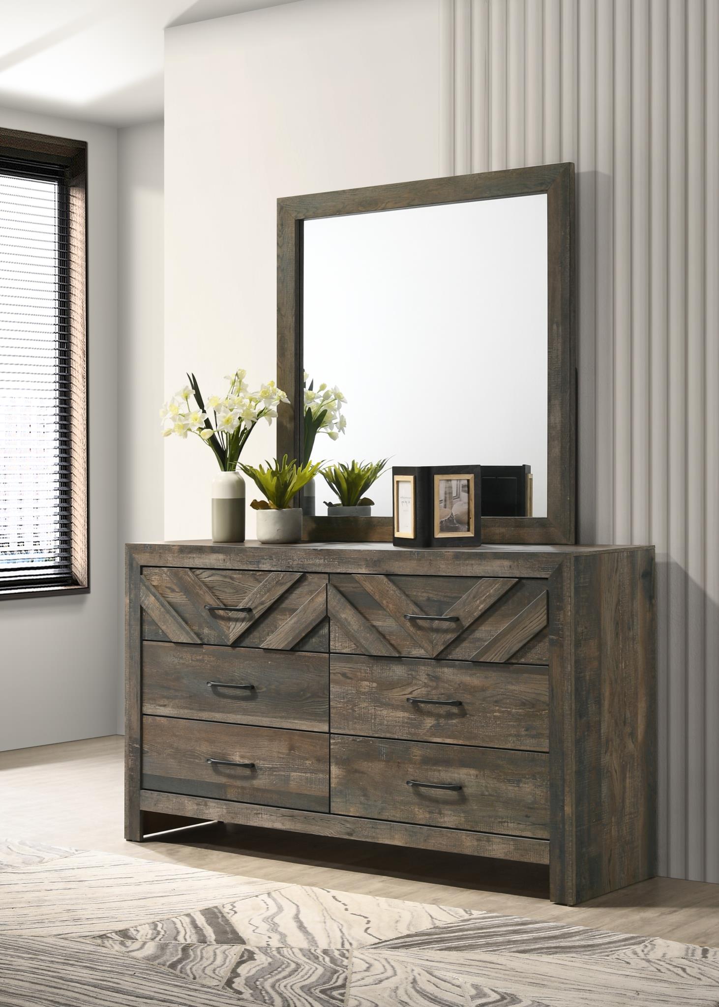 King Bed-Dresser-Mirror