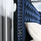 Brielle Bedroom Collection Blue Velvet King Bed W/Bluetooth Speaker & Usb