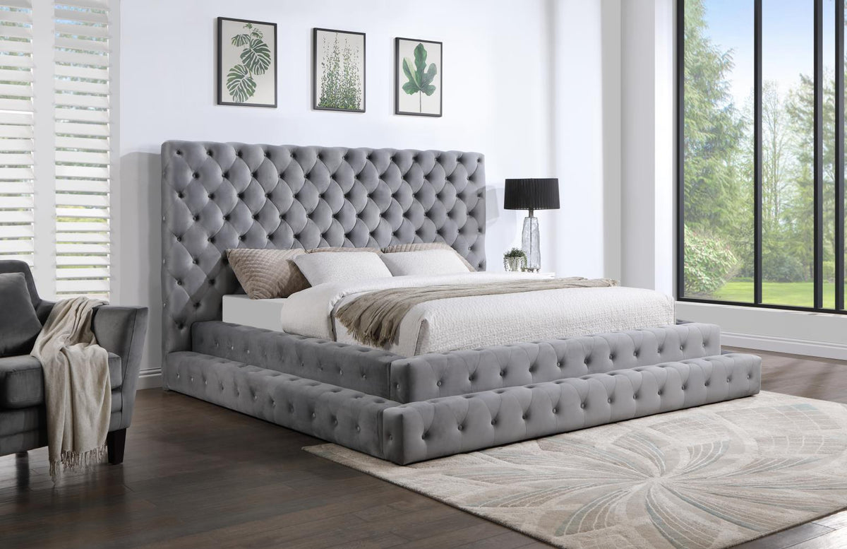 Maya Gray Velvet Bedroom Collection