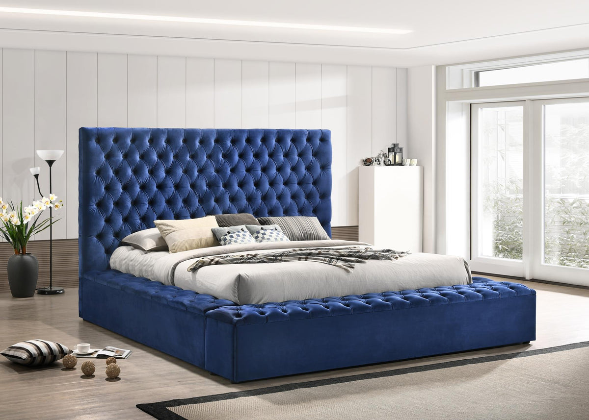 Blue Velvet King Bed