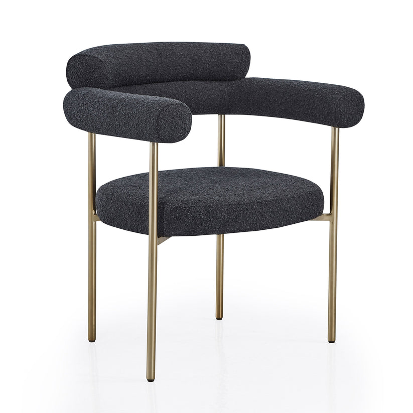 Granule Fabric Dining Chairs with Brushed Gold or Black Base