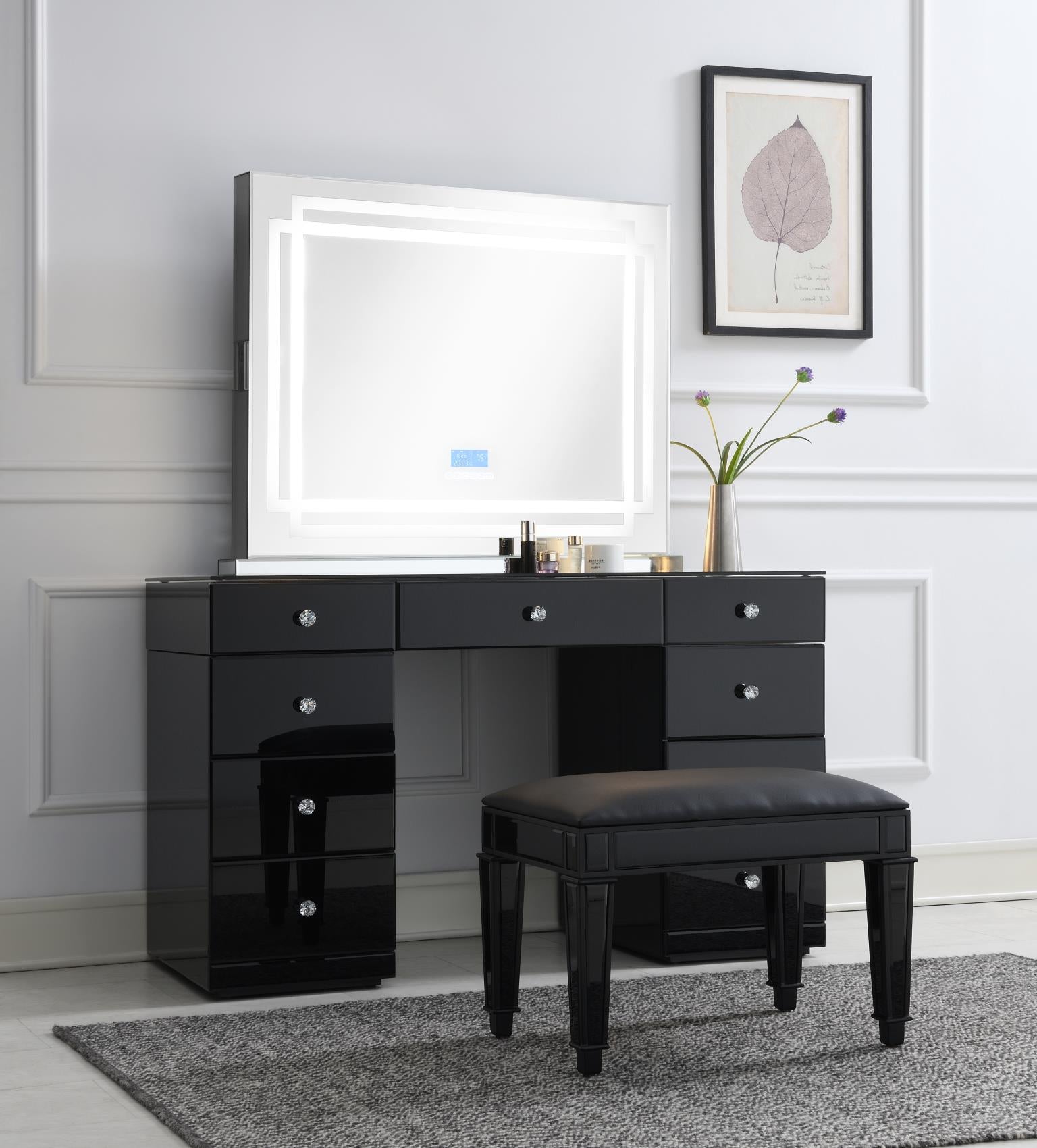 Black Wood Vanity (Mirror Sold Seperately)