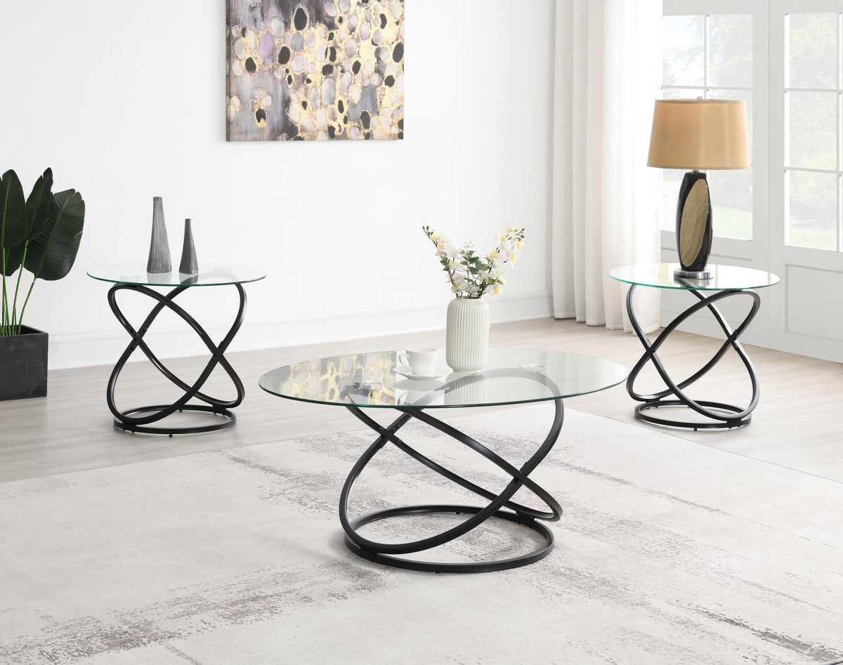 Black 3 Pk Table Set (3/Cn)