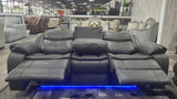 Gray Power Reclining Sofa W/Led Light - Black Stitching (Closeout Price)