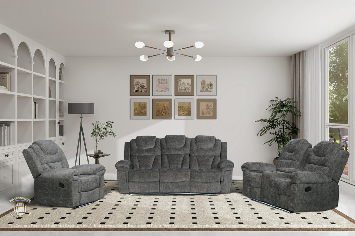 Contemporary Manual Motion Reclining sofa y Reclining Loveseat