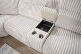 Elle White Power Reclining Sectional W/Power Headrest