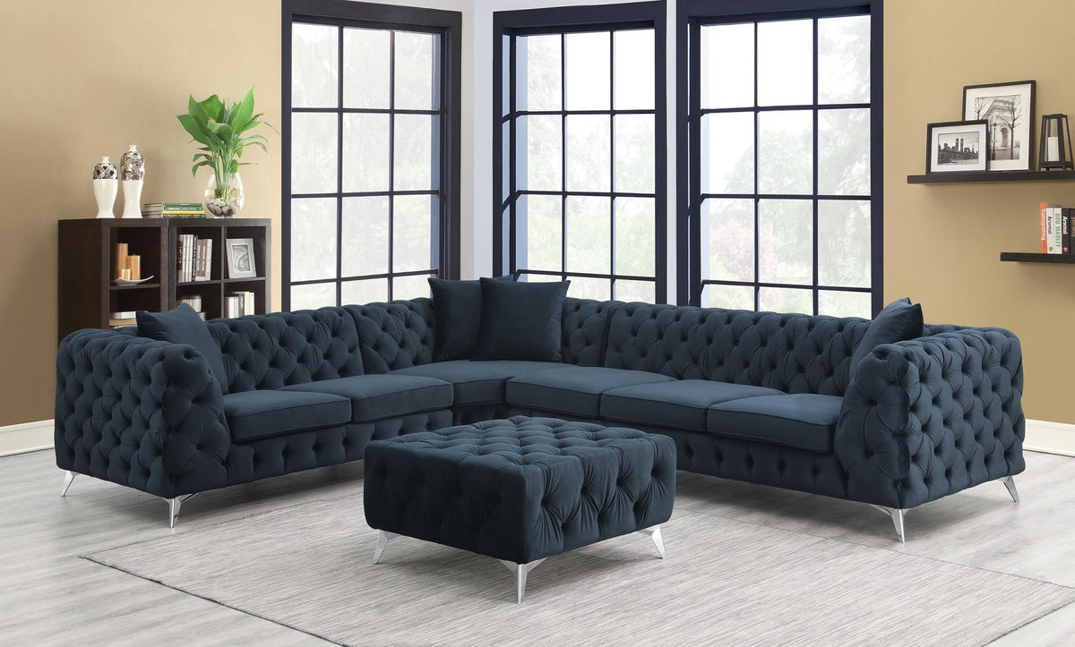 Black Velvet 3 Pc Sectional