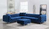 Dark Blue Velvet 3 Pc Sectional