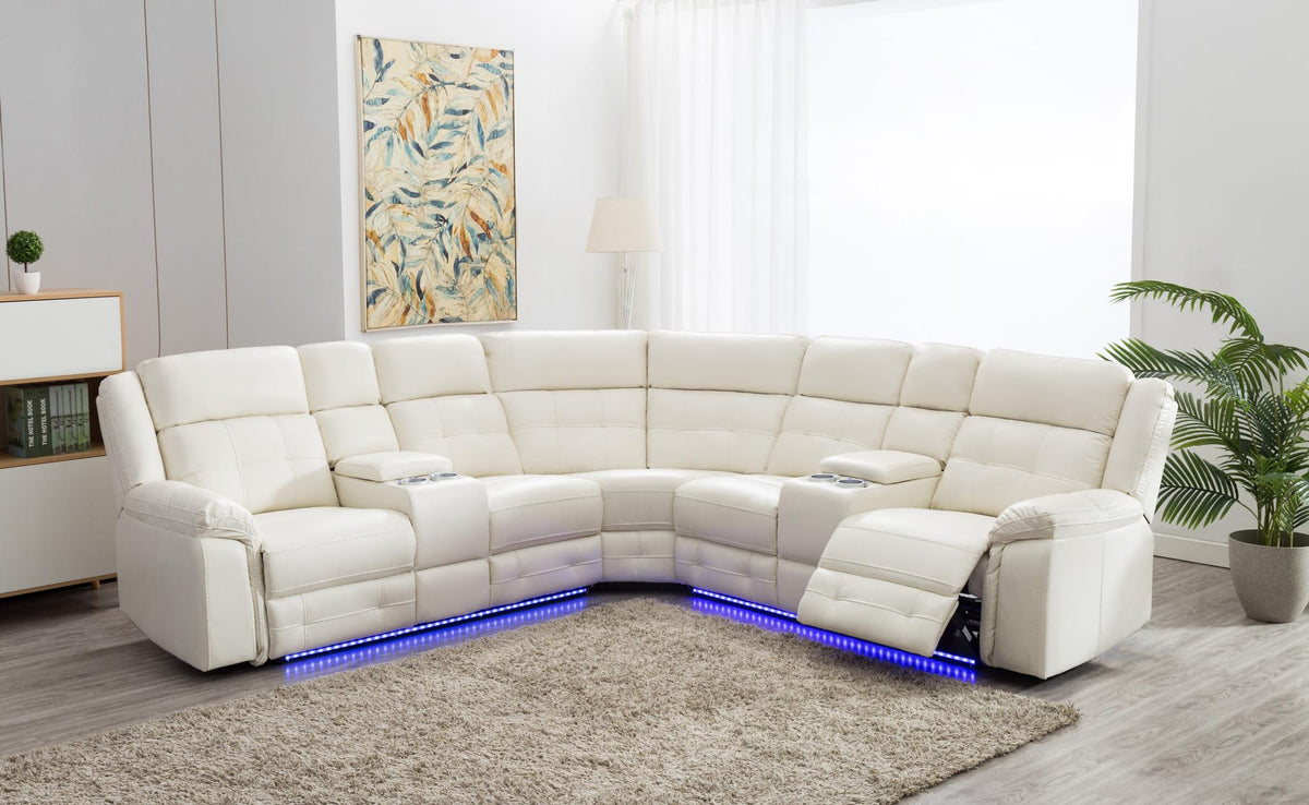 Philip White 3 Pc Power Reclining Sectional Living Collection