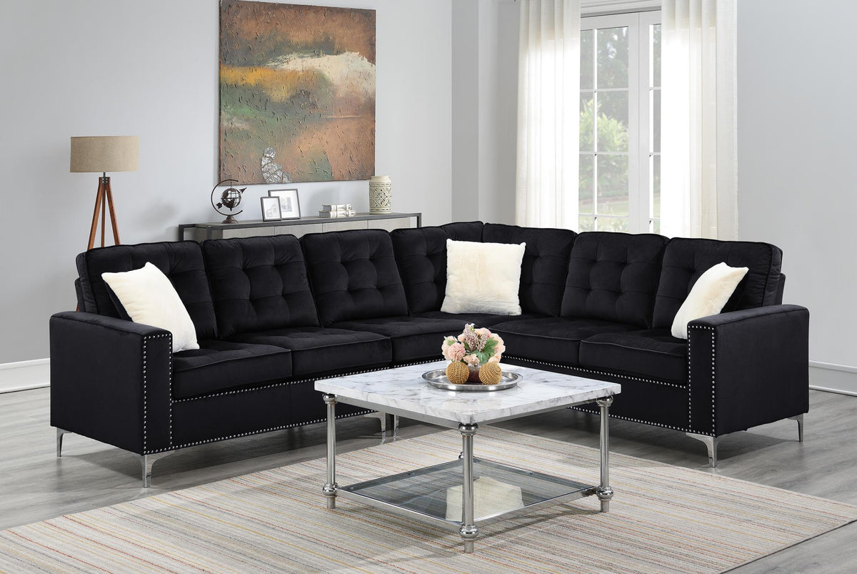 Black Velvet 4 Pc Sectional