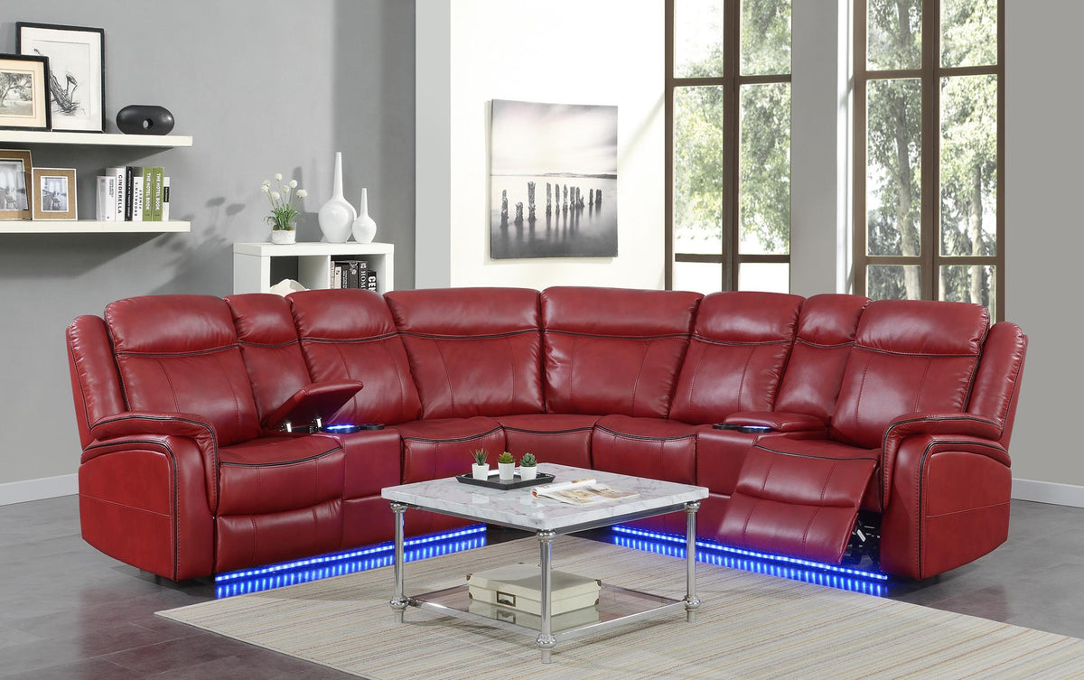 Henry Red 3 Pc Power Reclining Sectional (2 Pwr) Living Collection