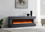 GRAY FIREPLACE TV STAND W/BLUETOOTH SPEAKER