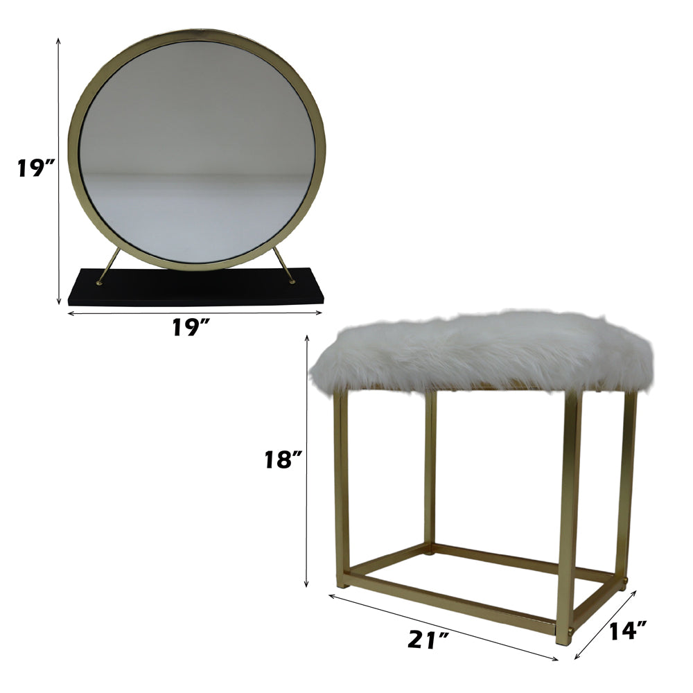 Adao Vanity Mirror & Stool