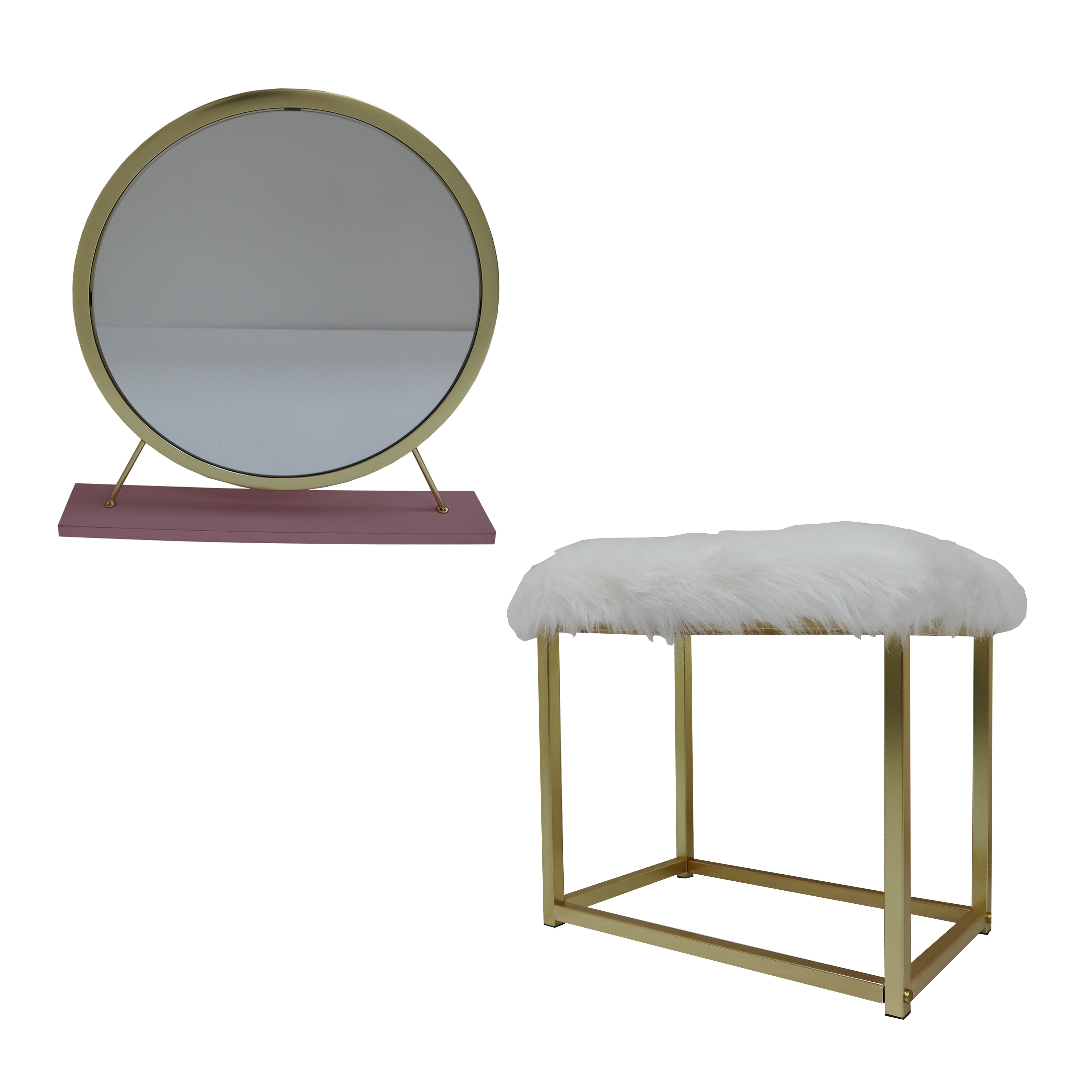 Adao Vanity Mirror & Stool